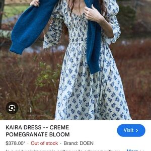 Doen Cream Dress with Blue Floral Design